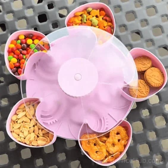 5-Compartment Rotating Party Platter – Divided Spin & Snack Serving Tray - Alt