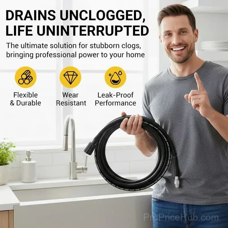 5m Triple-Layer PVC & Stainless Steel Jetter Hose, 1F/3R - Main
