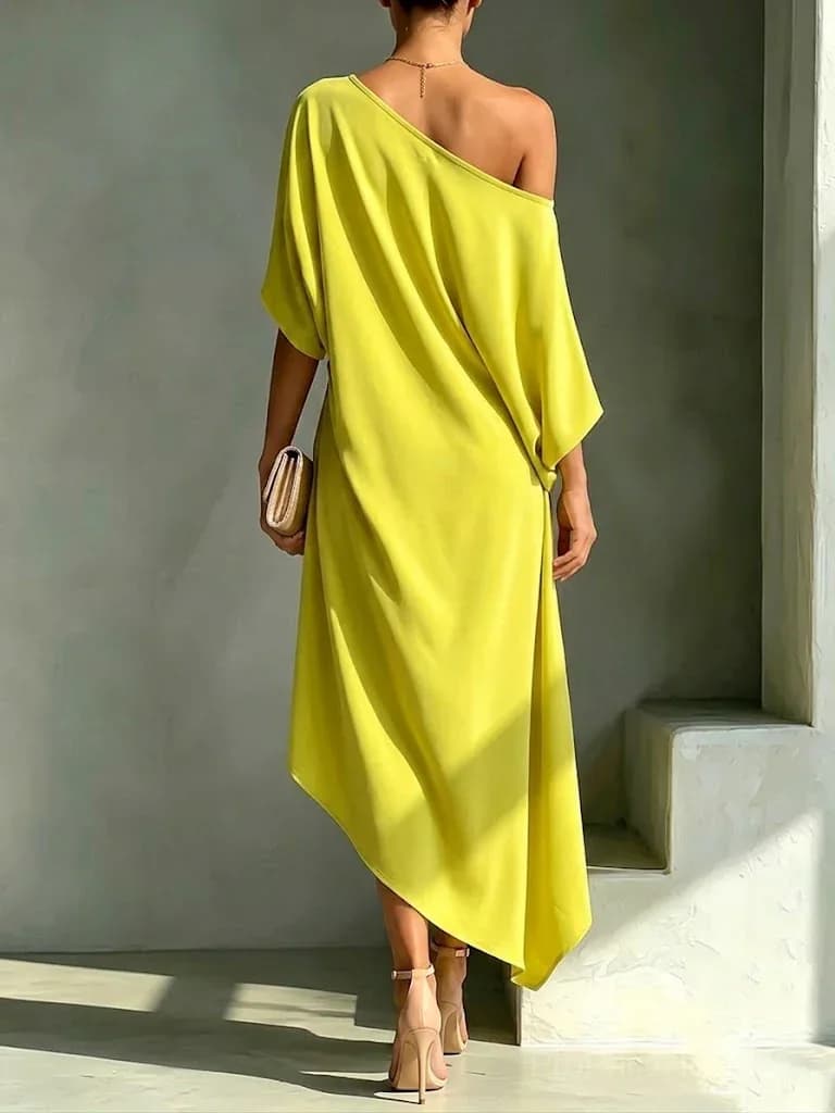 Asymmetrical-Hem Dress - Elegant & Stylish - Alt