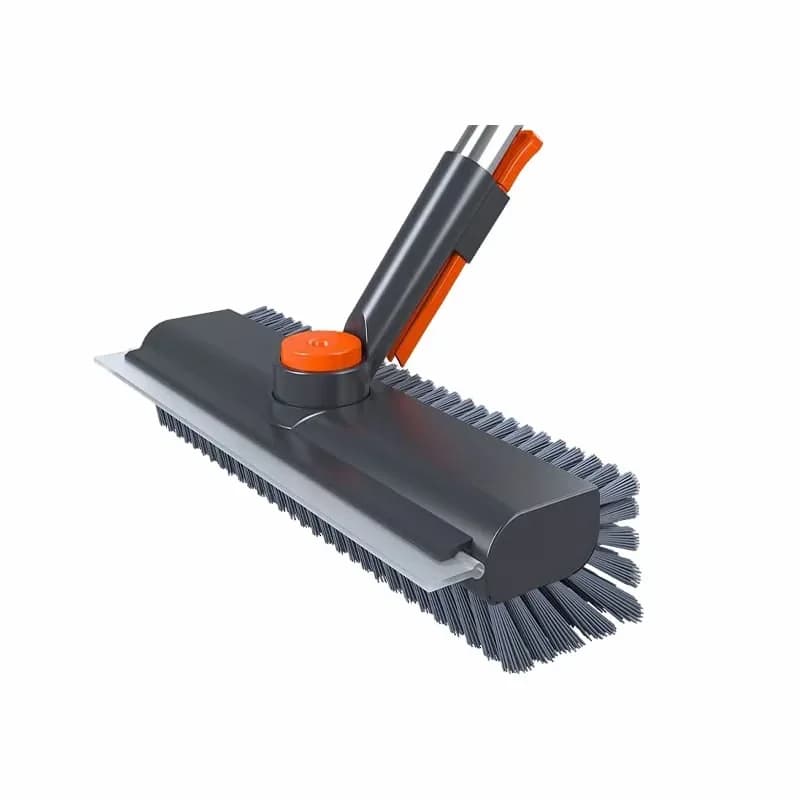 Hard Bristle Tile Floor Brush with 360° Swivel Head, Grey - Main