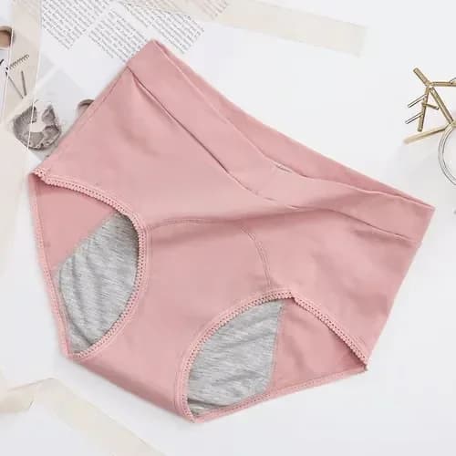 High-Waisted Leak-Proof Period Panties, Pink, L (153-175 lb) - Main