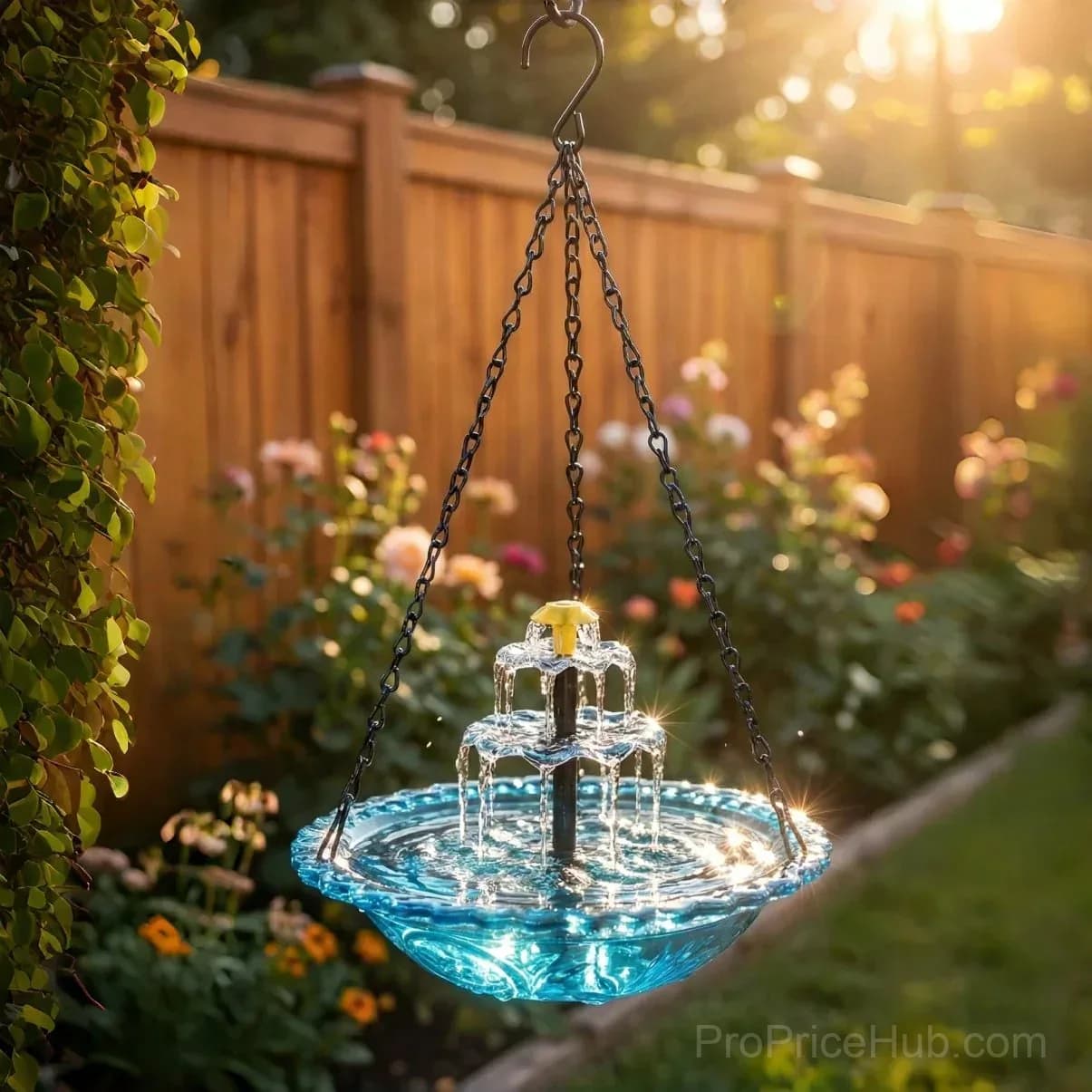 Solar Cascade Hanging Bird Bath Fountain - Main