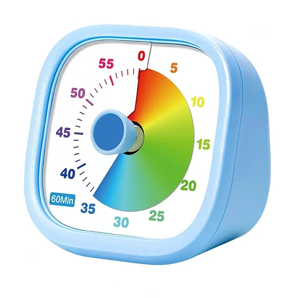 60-Minute Visual Timer for Kids, Silent Countdown, Blue - Main