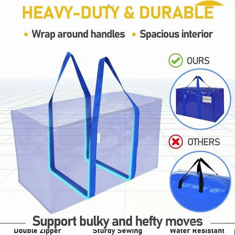 24 Gallon Extra Large Heavy Duty Foldable Moving Bag, Blue - View 5