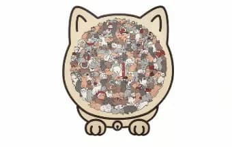 135-Piece Cat-Shaped Wooden Puzzle, Morandi Colors - Main