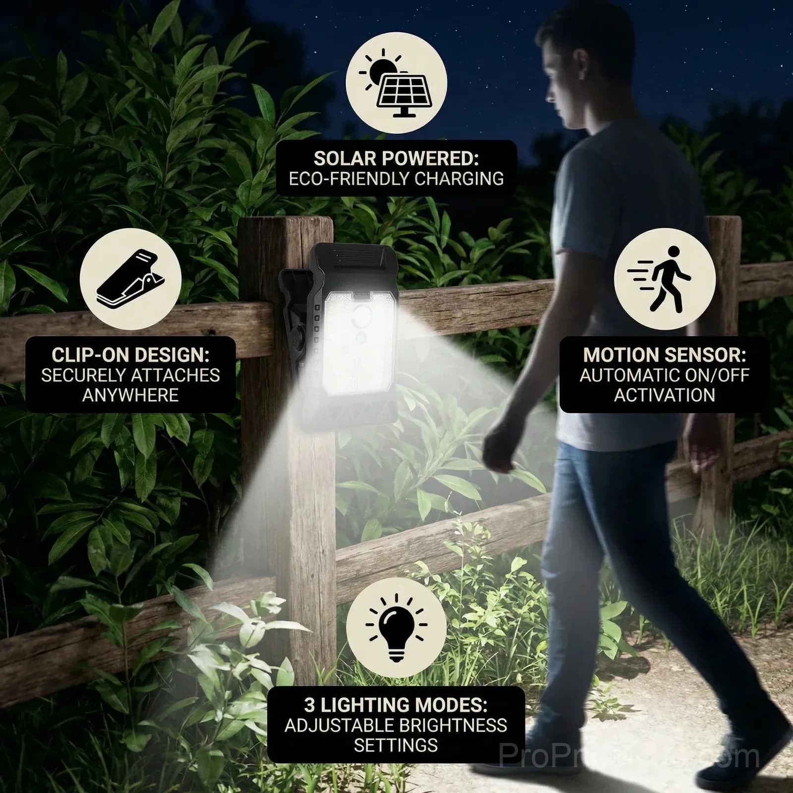 Practical Clip-On Solar Lamp with Motion Sensor - View 4