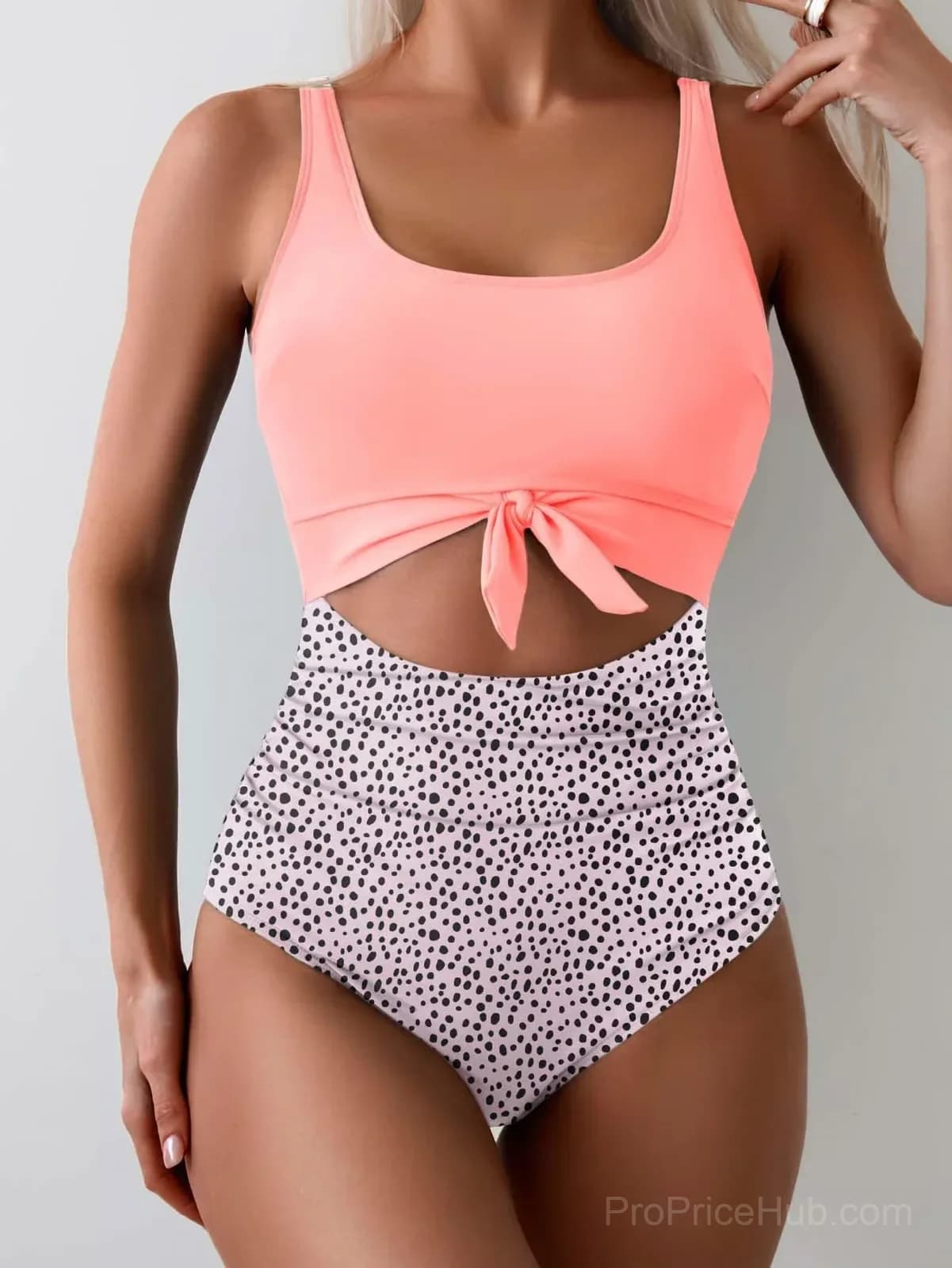 Women's Tummy Control Cutout One-Piece Swimsuit, Pink, S - View 10