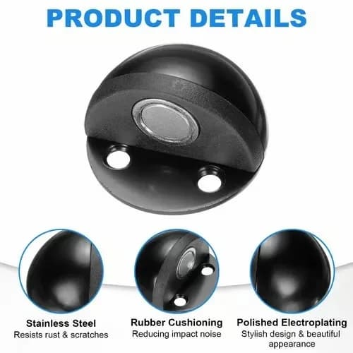 2-Pack Black Hidden Magnetic Door Stopper Holders, Stainless Steel - View 12