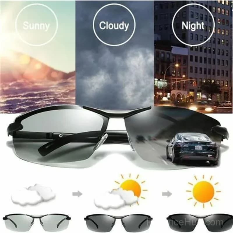 Photochromic Polarized Sunglasses, Black Lenses, 1 PC - Main