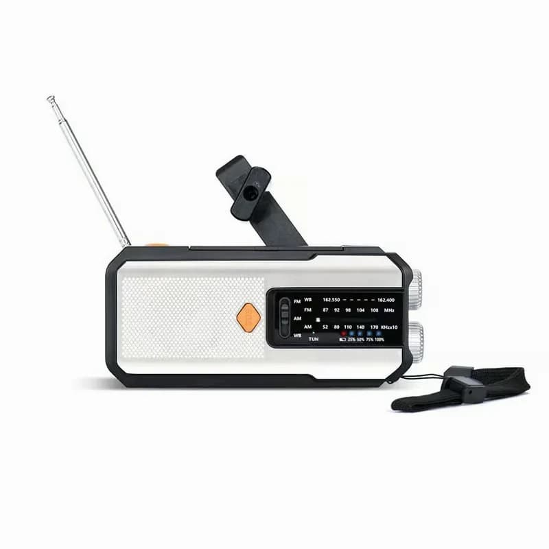 Solar Hand-Crank Emergency Weather Radio, White - Main