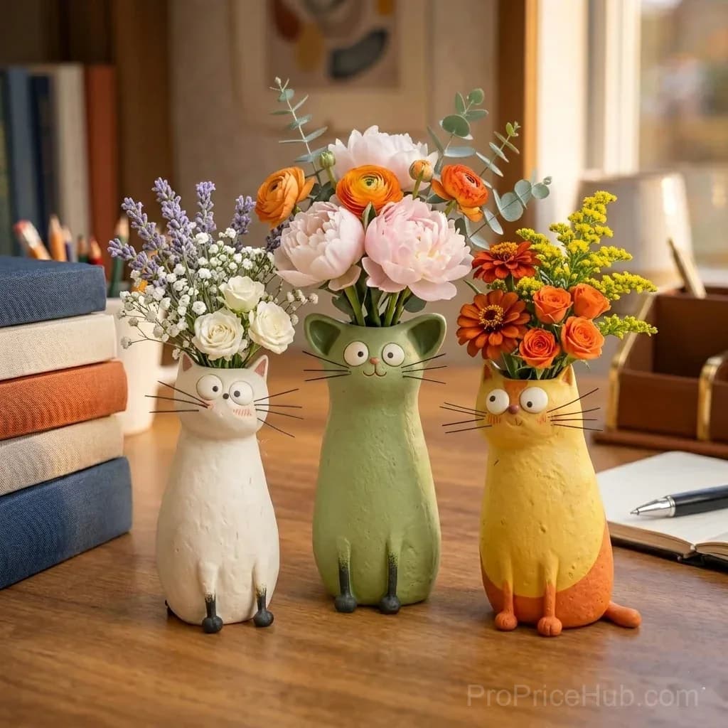 Handcrafted Quirky Cat Vase - Home Decor - View 2
