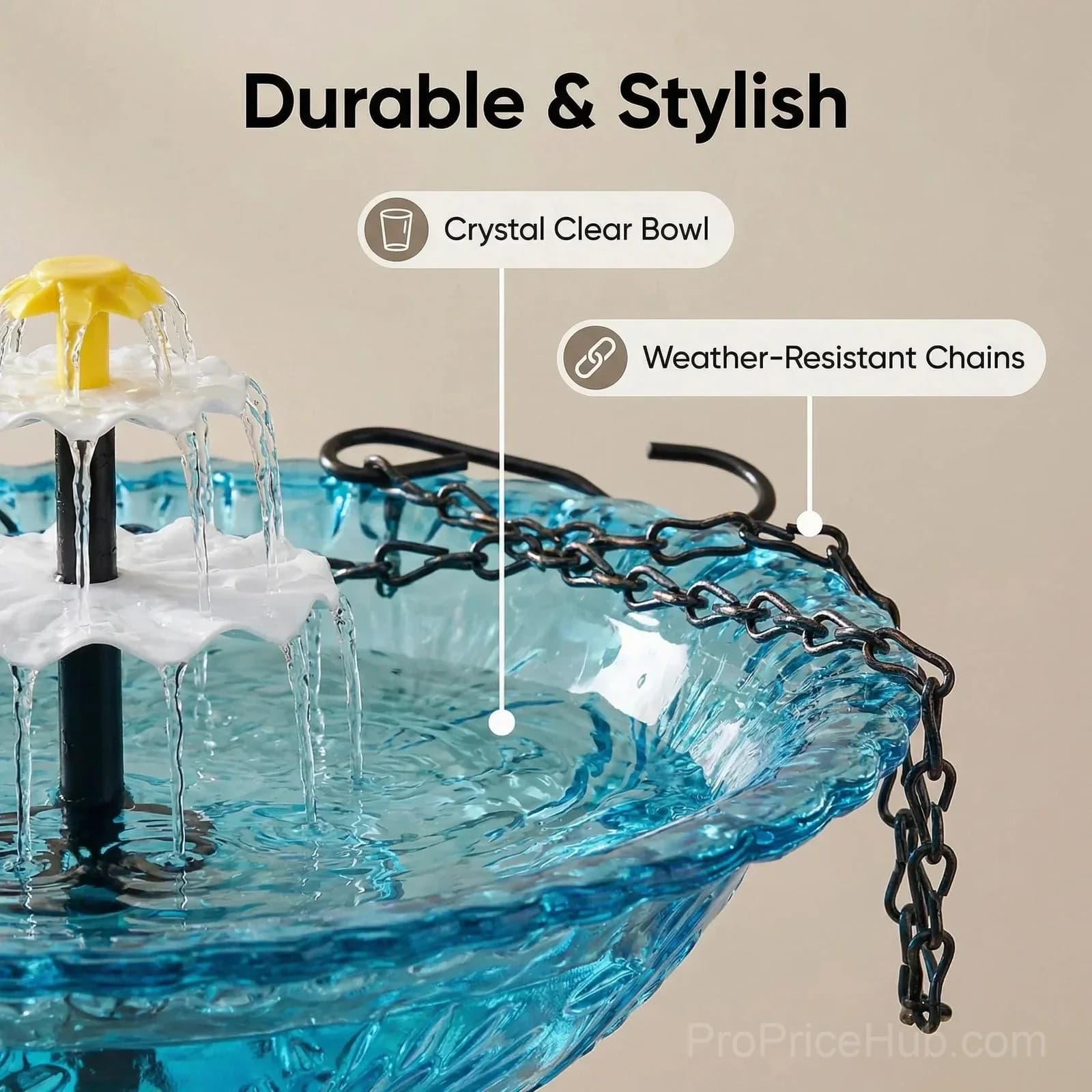 Solar Cascade Hanging Bird Bath Fountain - View 10