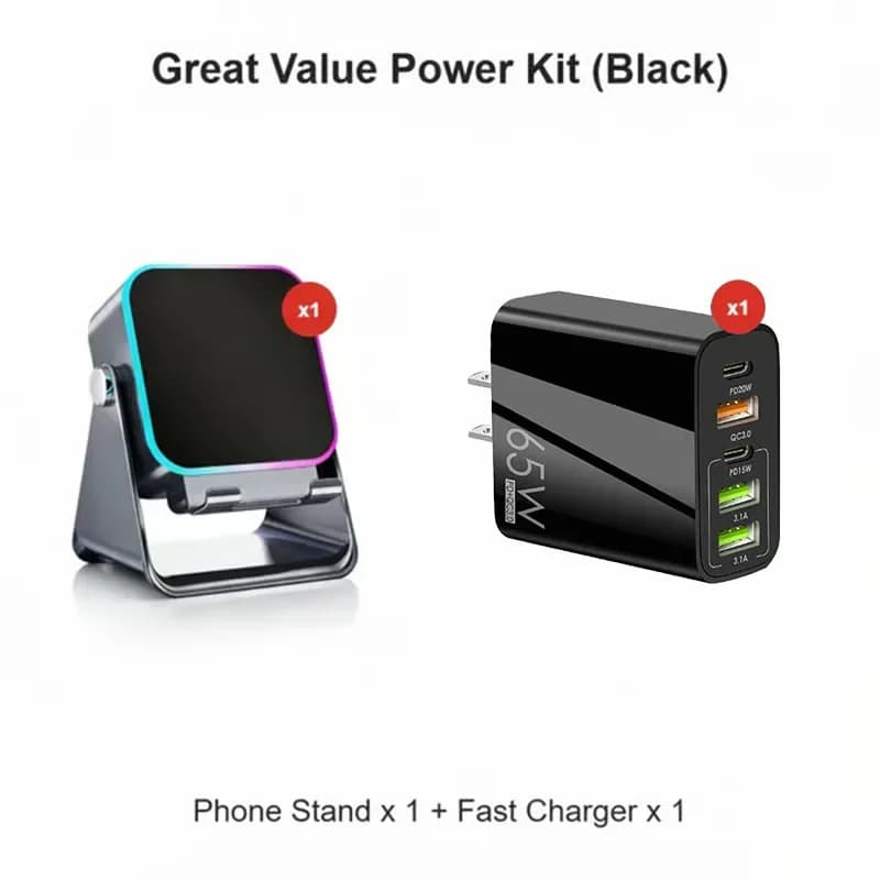 5-in-1 Wireless Induction Speaker with Adjustable Phone Stand, Black - View 12