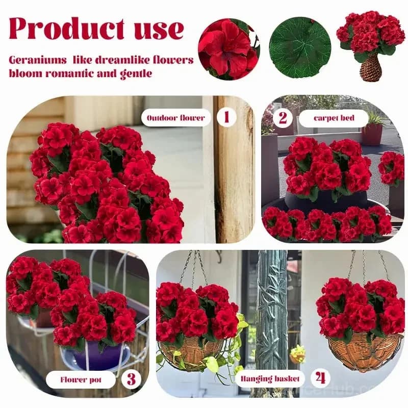 Artificial Geranium Flowers for Outdoors - View 12