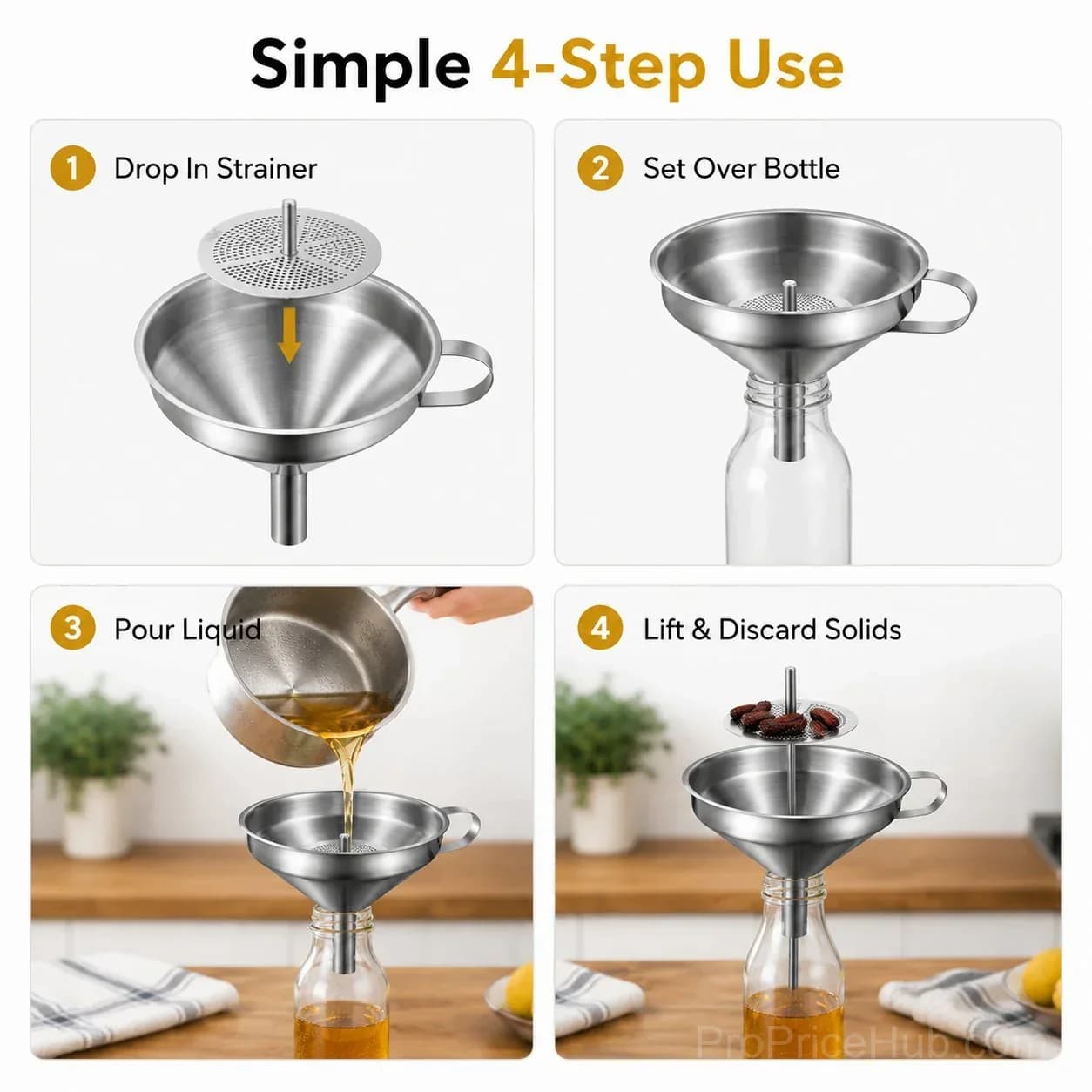 Food-Grade 304 Stainless Steel Kitchen Funnel with Filter Screen (2-Pack) - View 5