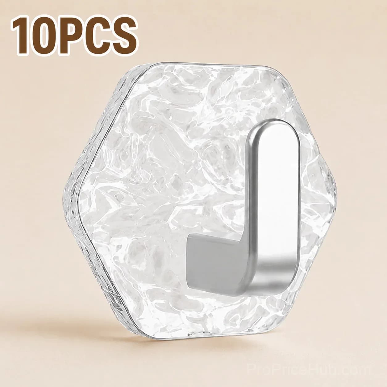 10-Pack Hexagonal Adhesive Wall Hooks, Waterproof Heavy Duty - View 10