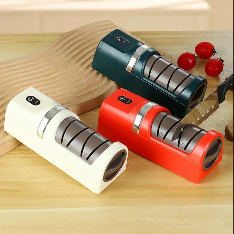 Automatic Kitchen Knife Sharpener, Red - View 8
