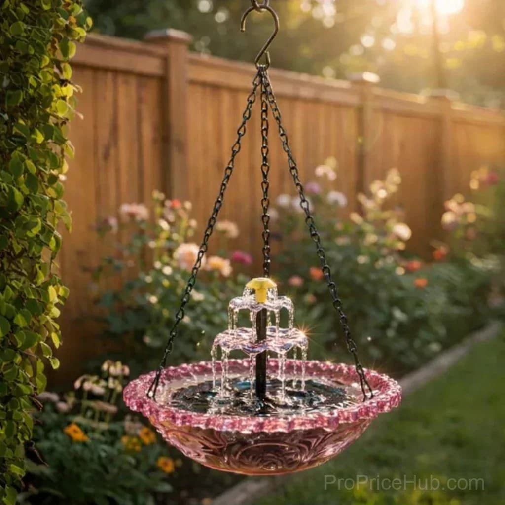 Solar Cascade Hanging Bird Bath Fountain - View 3