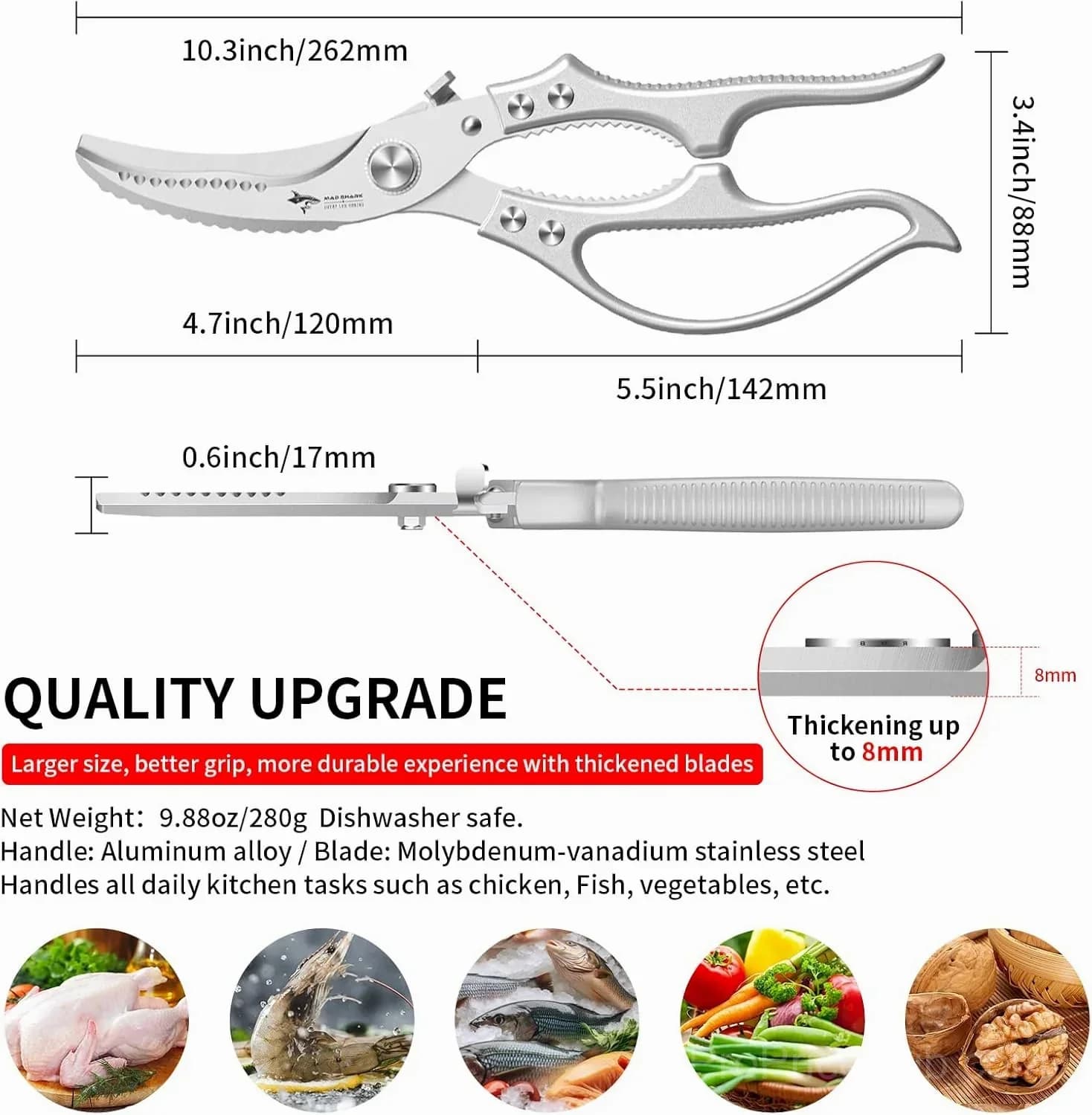 Heavy-Duty Multifunction Kitchen Shears – 4-in-1 with Fish Scaler & Bottle Opener - Alt