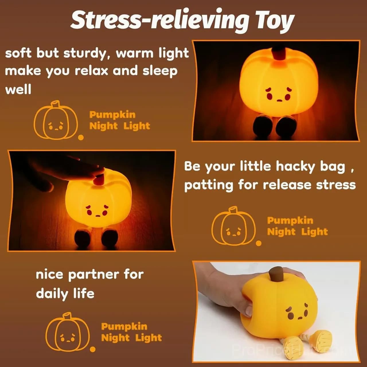 Pumpkin Silicone Pat Night Light, Pumpkin Design - View 6
