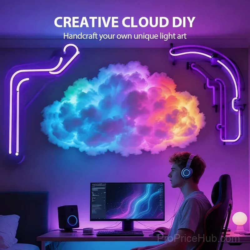 DIY USB-Powered Thundercloud LED Light Decor, 200 cm - Alt