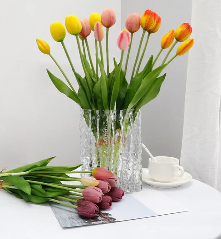 10-Piece UV Resistant Waterproof Faux Tulip Bouquet – Artificial Flowers for Indoor/Outdoor Decor - Main