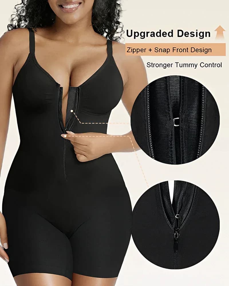 Tummy Control Zip-Up Ultra Stretch Shapewear Bodysuit - View 6