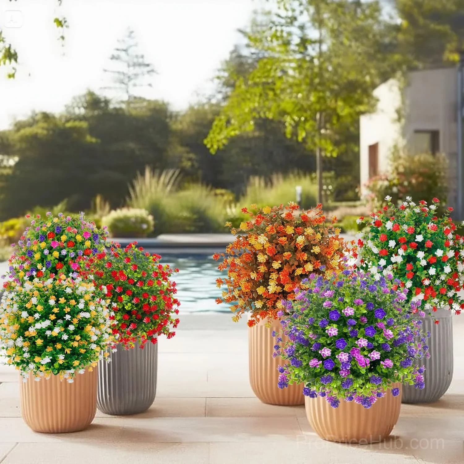 Artificial Potted Trees with Ground Stakes - View 2