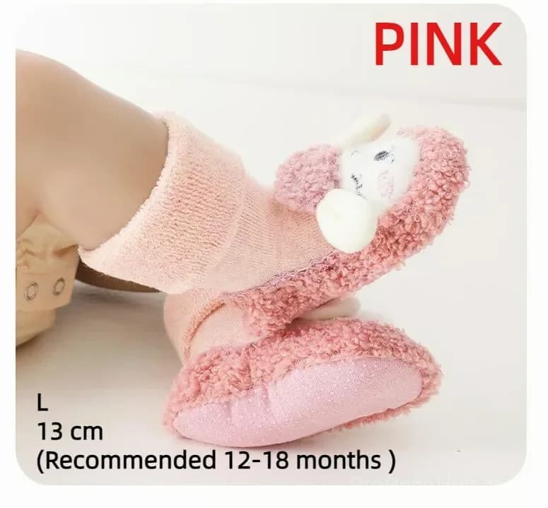 Baby Cartoon Plush Cotton Toddler Shoes, Pink, 0-6 Months - View 11