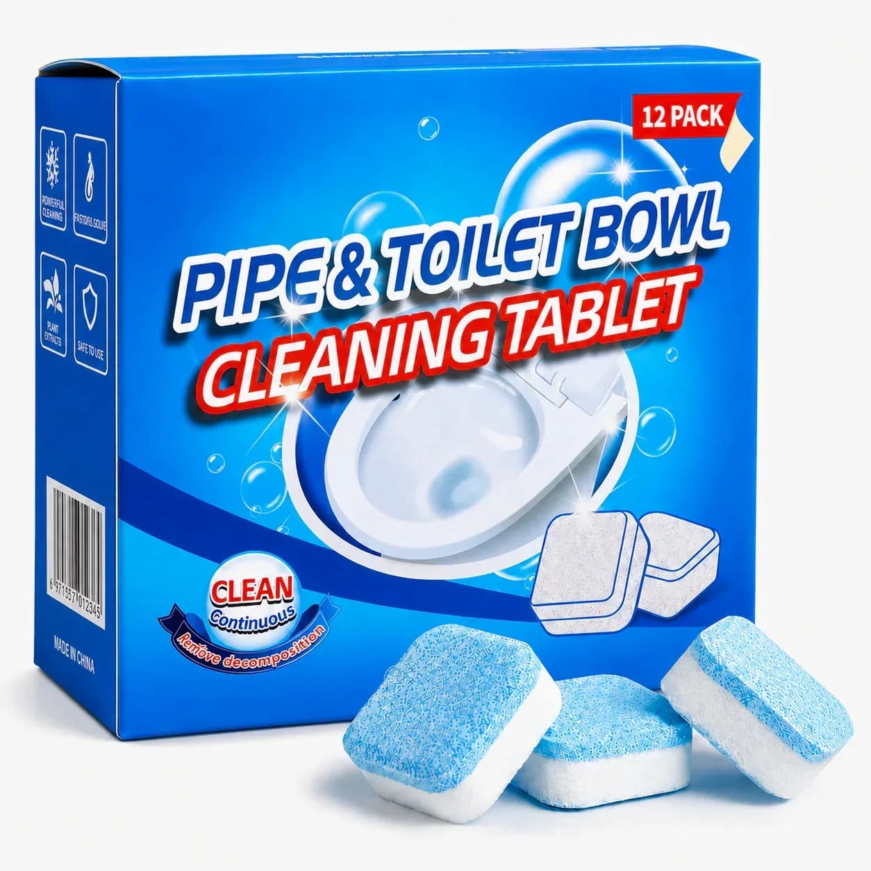 Drain Cleaning Tablets 12-Pack for Sinks, Showers & Washing Machines - View 8