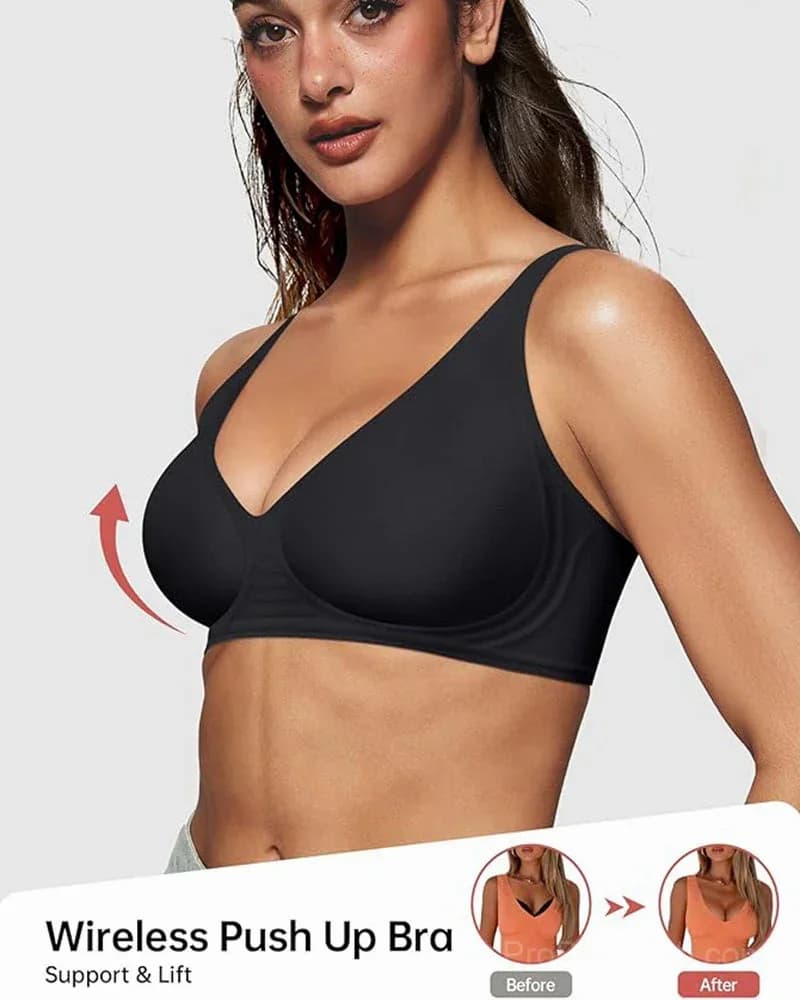 Seamless Deep V Push-Up Wireless Bra - View 10