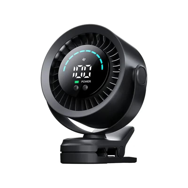 Black Clip-On LCD Desk Fan - Main