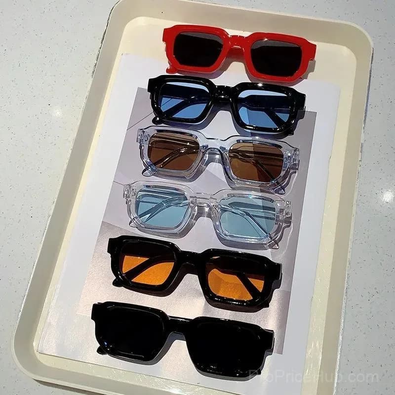 6-Pack Vintage Rectangle Sunglasses for Men & Women - UV400 Protection - Main