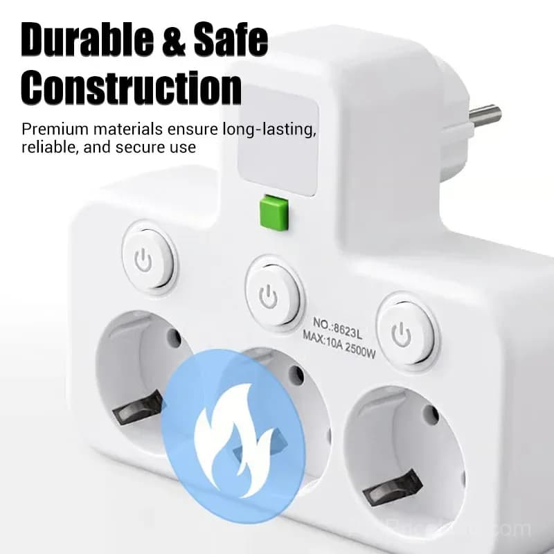 Smart Power Strip with USB Ports, EU Plug, White, 2 Outlets - View 4