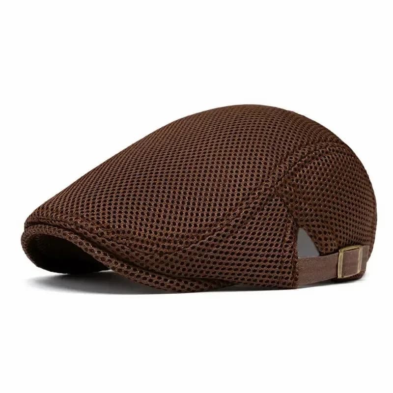 Men's Breathable Mesh Flat Cap – Adjustable Newsboy Ivy Beret Summer Hat - View 5