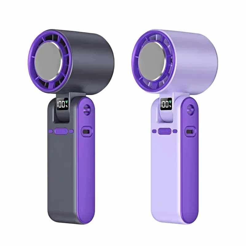 Handheld Semiconductor Cooling Fan, Grey/Purple - Main