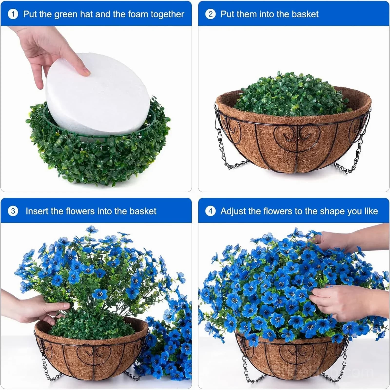 Artificial Daisy Hanging Basket - Low Maintenance Outdoor Silk Flower Planter for Patio & Garden - View 8