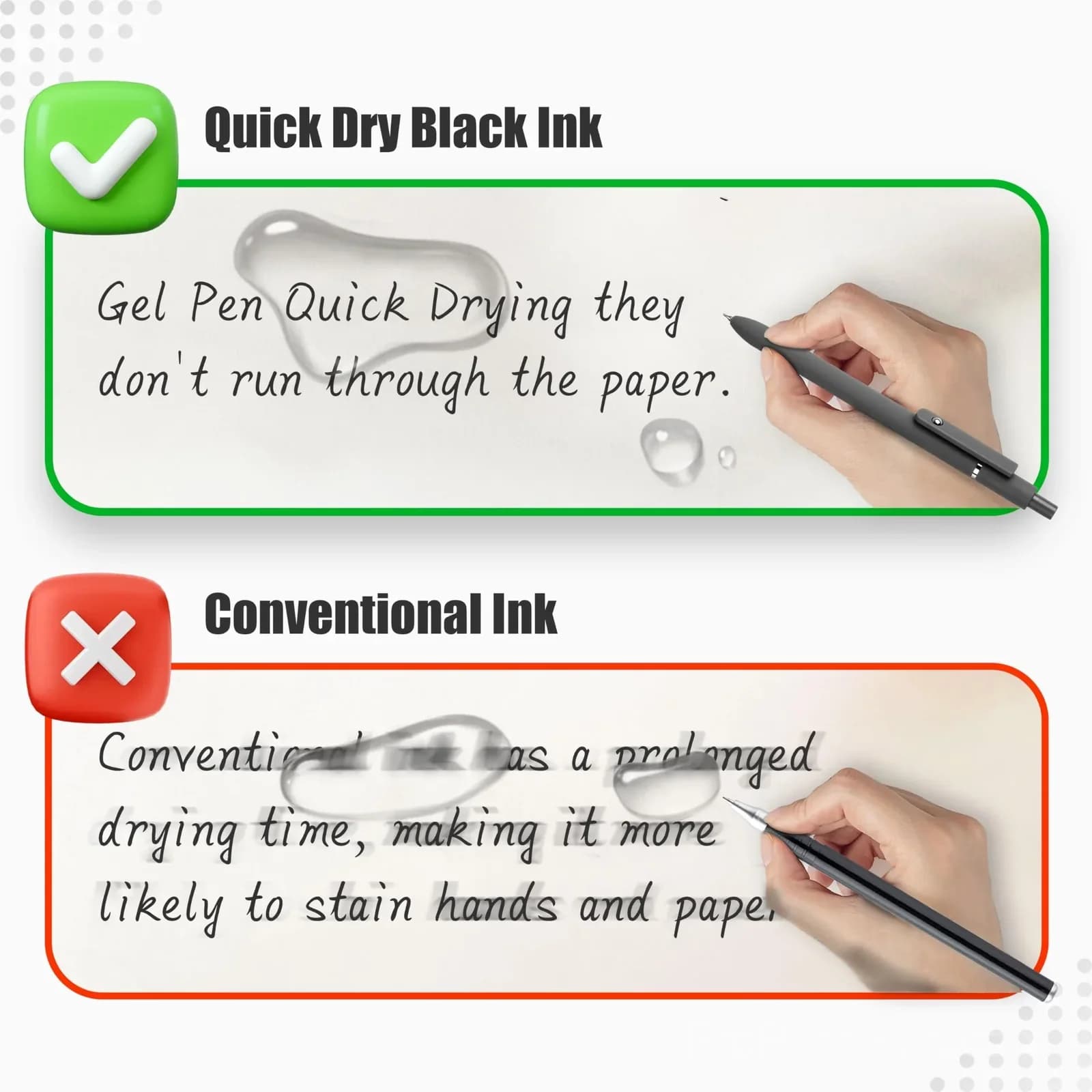 6-Pack Black Retractable Gel Pens, 0.5mm Fine Point Quick Dry - View 4