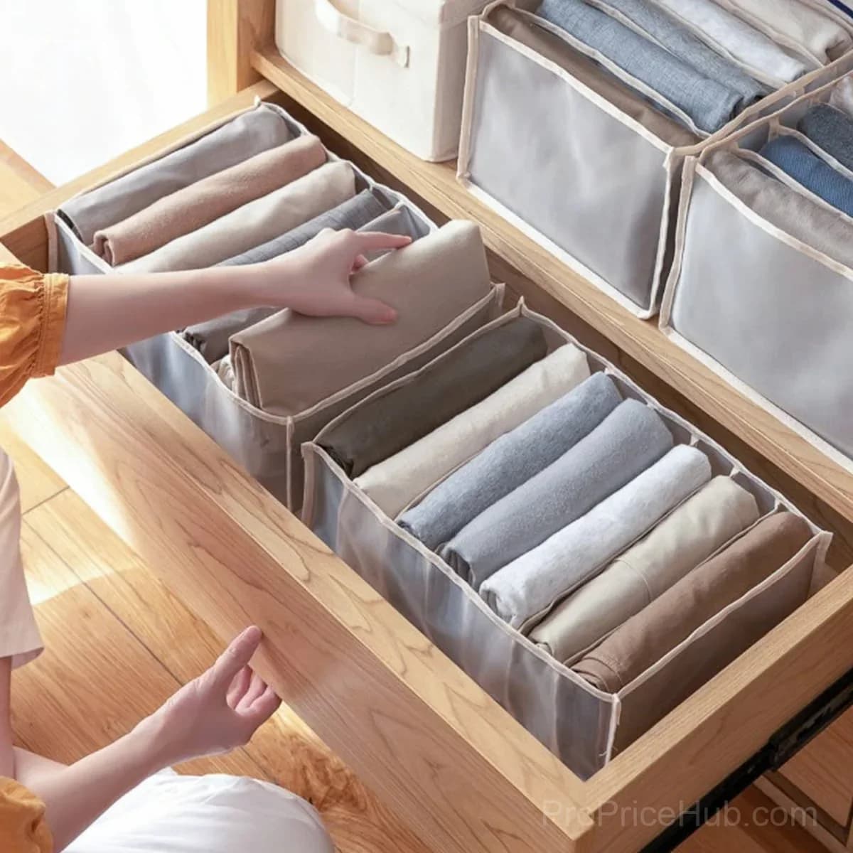 Large Grey Wardrobe Clothes Organizer for Skirts, Jeans & Coats - View 4