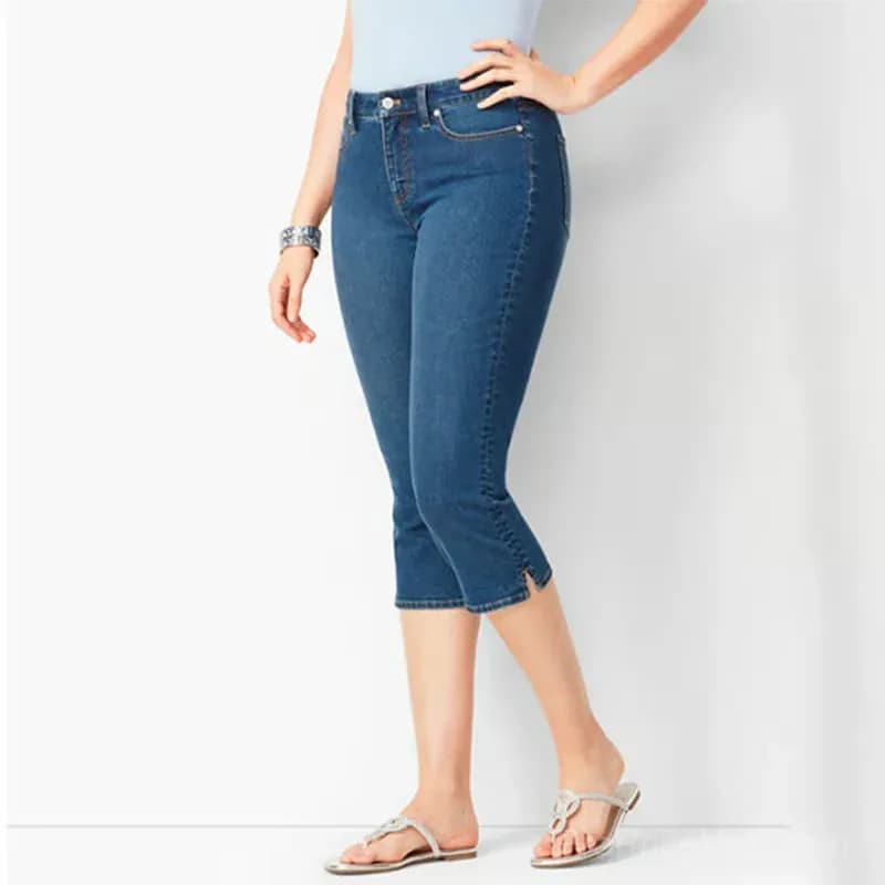Women's Stretch Denim Capri Jeans, White, Size S - View 12