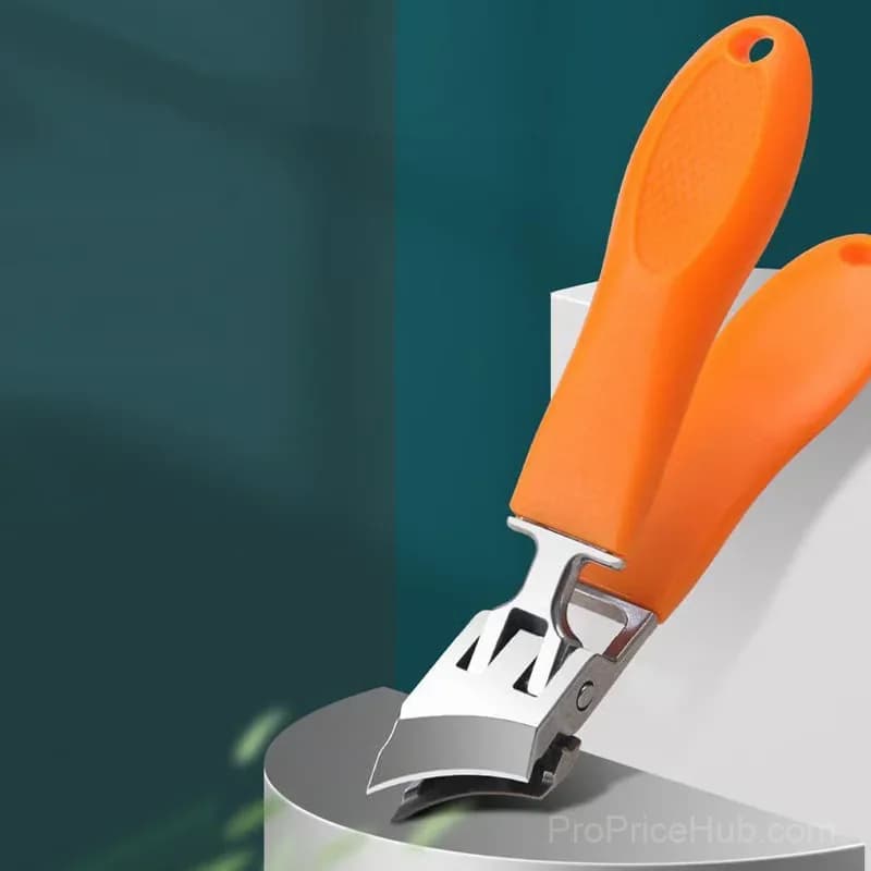 Wide Jaw Slanted Nail Clipper with Anti-Splash Catcher, Black - View 2
