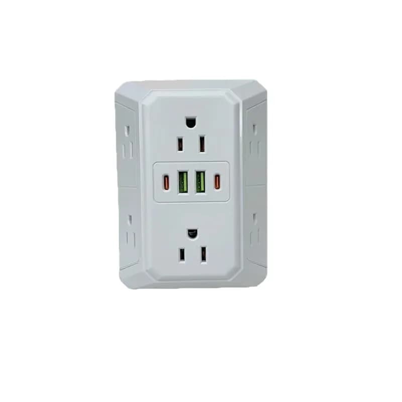 White 6-Outlet Multi Plug Wall Extender - Main