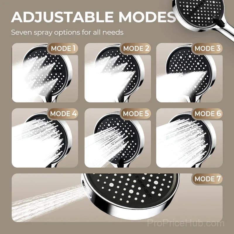 Pressurized Rain Shower Head with 7 Spray Modes - Alt