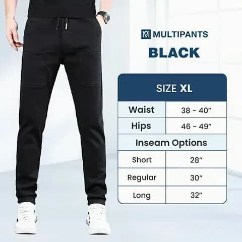 High-Stretch Multi-Pocket Cargo Pants, Black, Size S Short - View 20