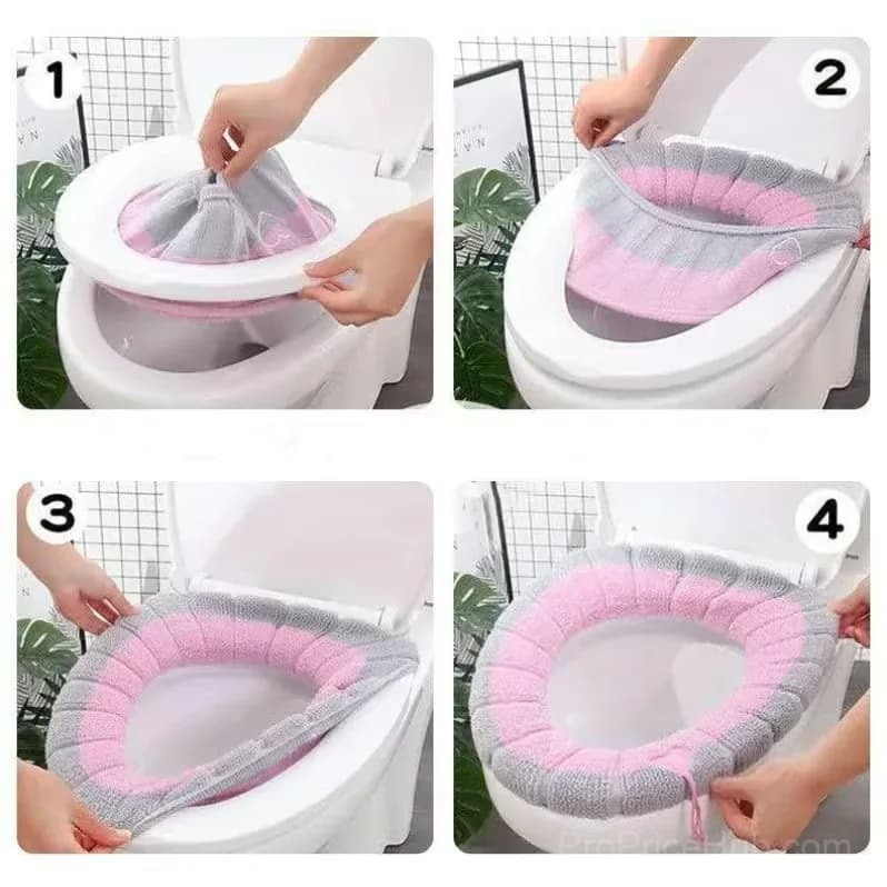 Soft Thick Pink Stretchable Toilet Seat Cover Pad - View 6
