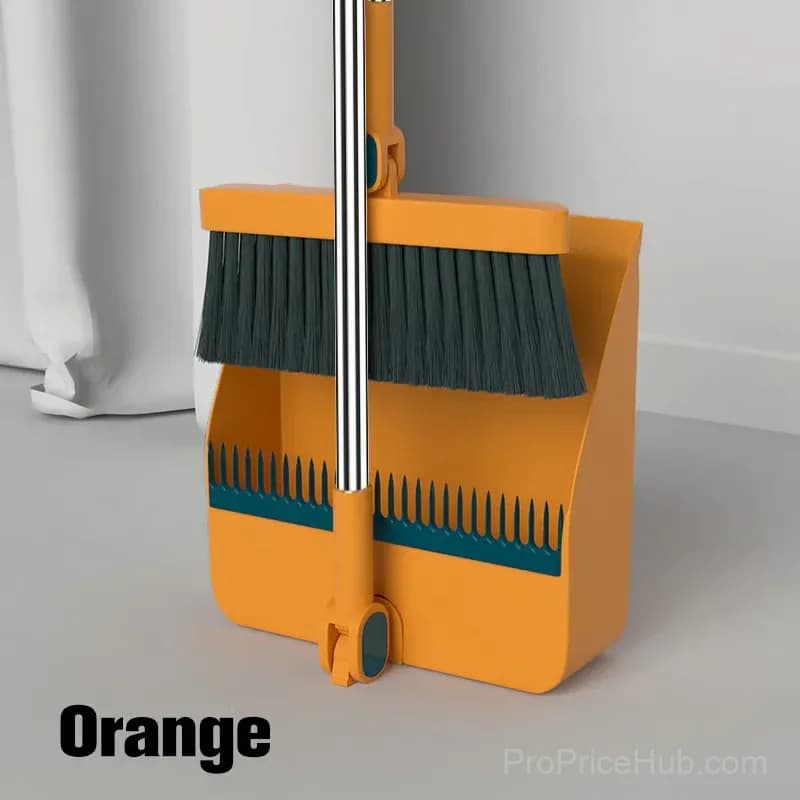 Stand-Up Dustpan and 180° Rotating Broom Set, Blue - View 10
