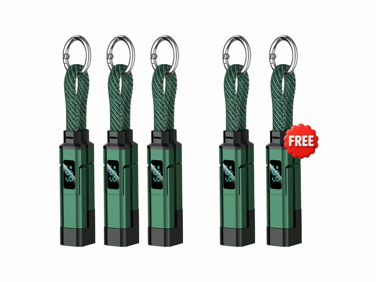4-in-1 Digital Display Keychain Charging Cable, Black - View 29