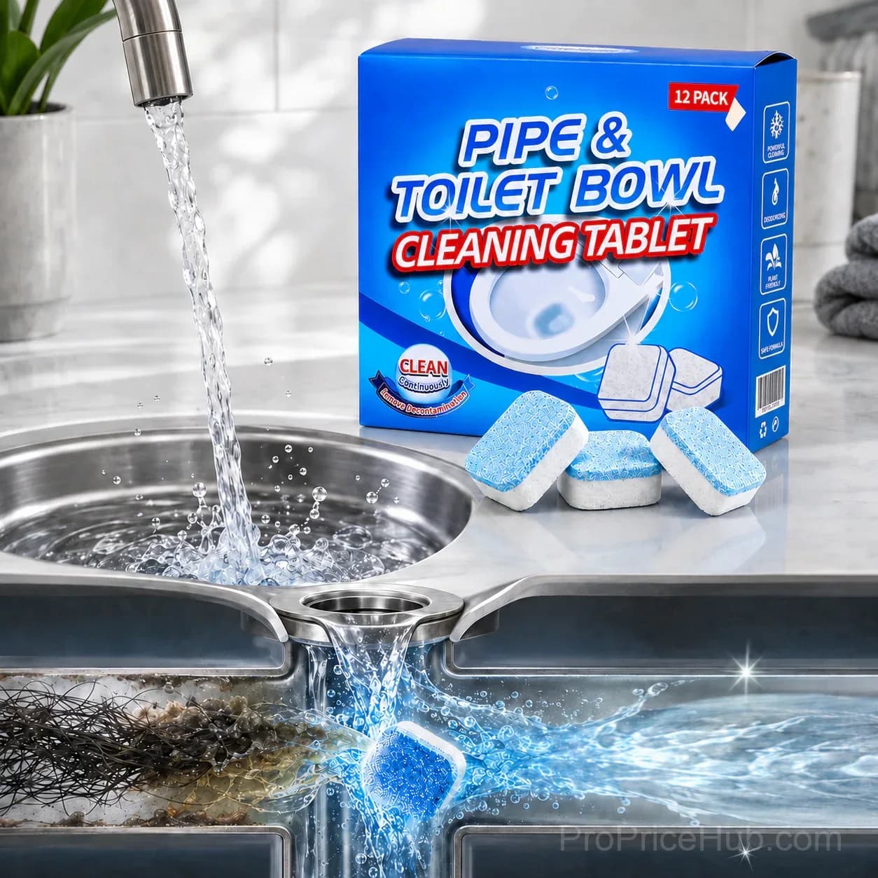 Drain Cleaning Tablets 12-Pack for Sinks, Showers & Washing Machines - View 3
