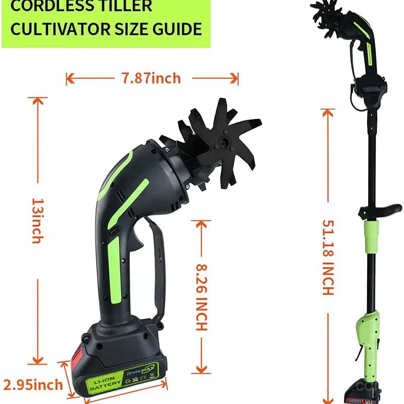 2-in-1 Cordless Tiller & Cultivator with Extension Pole - View 9