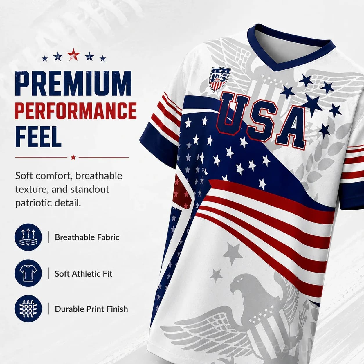 V-Neck USA Bald Eagle Graphic Soccer Jersey - View 4